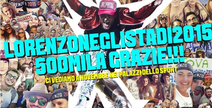 Lorenzo negli stadi 2015 , 500.000 grazie